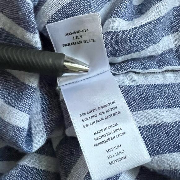 Rails Lily Top Striped Linen Blend Fisherman Core Tunic Parisian Blue Medium - Picture 10 of 10